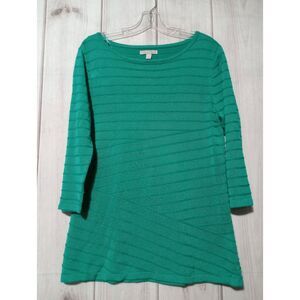 Dana Buchman Sweater Ladies Medium Green 3/4 Sleeve‎ Round Neck